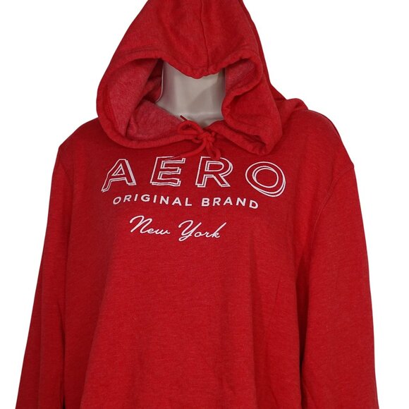 Aeropostale Red Graphic Hoodie Sweatshirt Women Size L Long Sleeve Streetwear - Picture 2 of 9